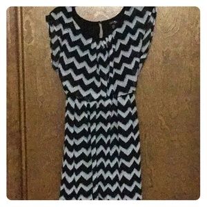 Mint green/black chevron print dress
